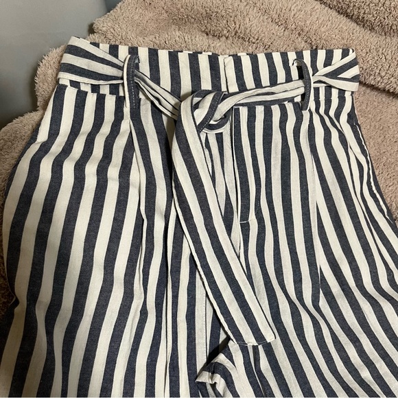 Zara Wide Leg High Waist Tie Lightweight Pants size Small, Blue & White Stripes - Picture 10 of 15